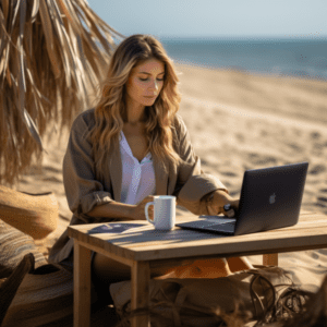 beautiful woman working as a freelancer